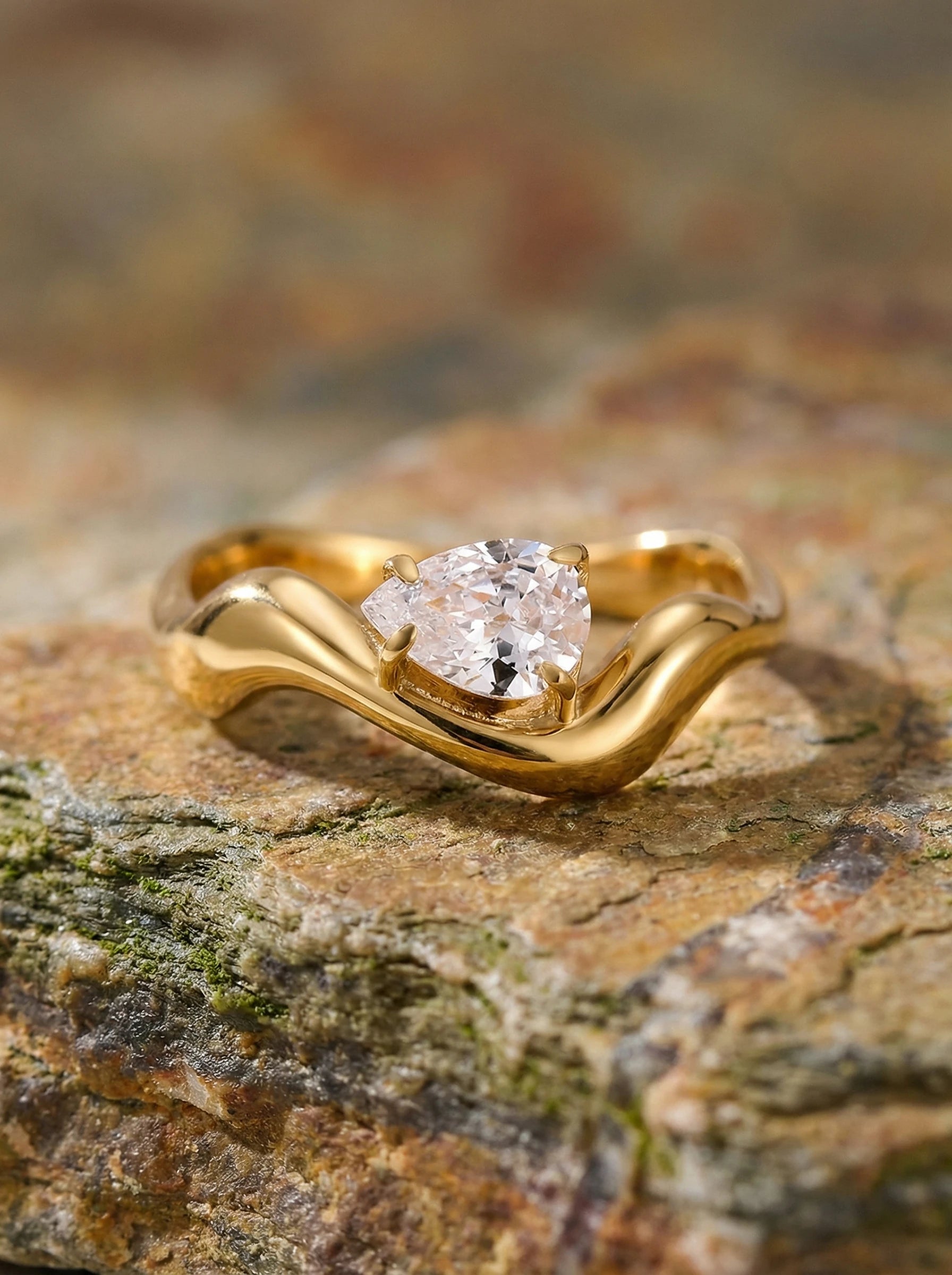 Diamond In Wave Edelstahl Ring - Produktbild 2