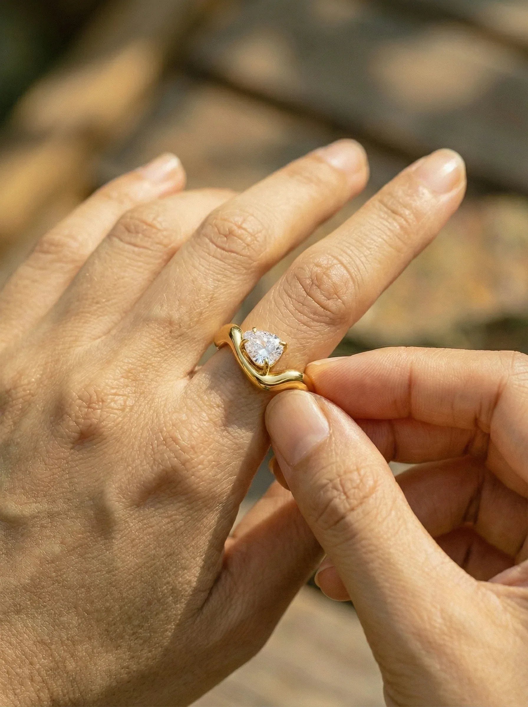 Diamond In Wave Edelstahl Ring - Produktbild 5