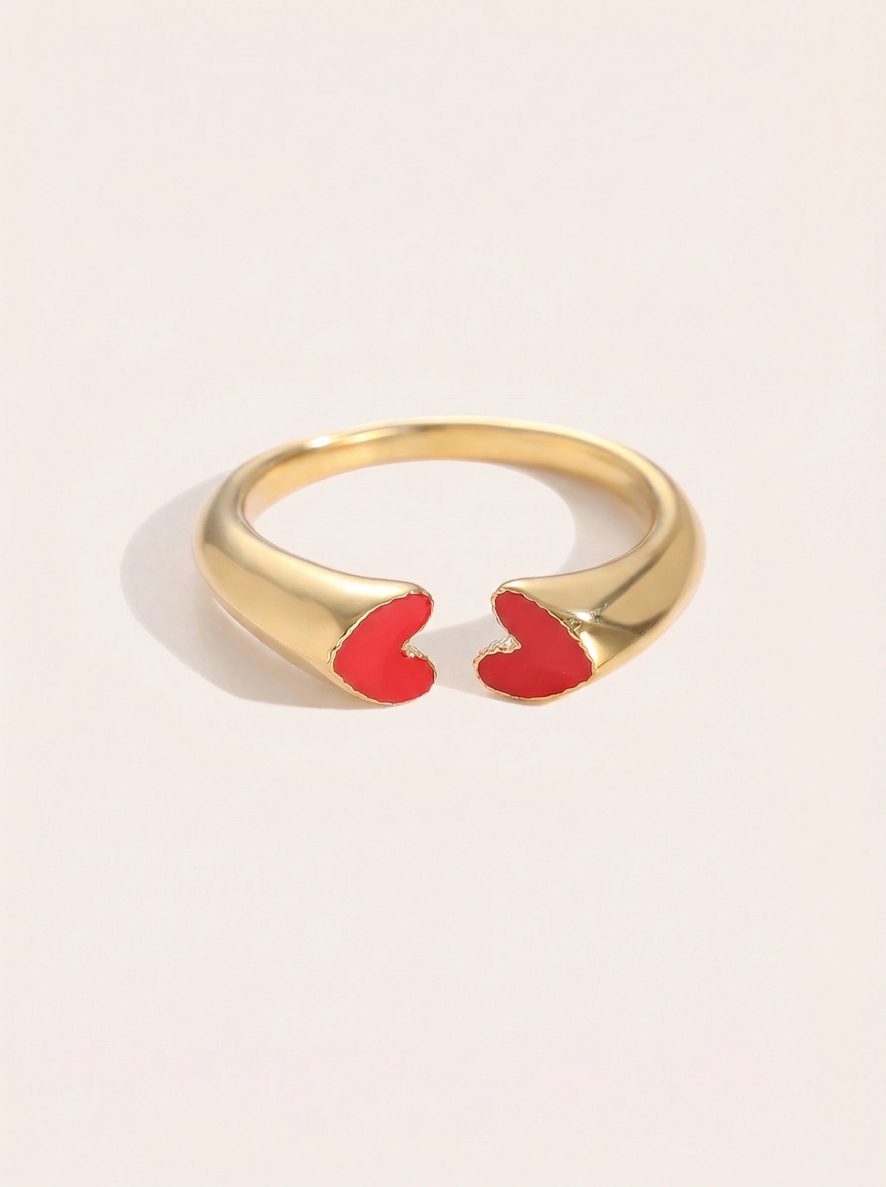 Two Red Hearts Edelstahl Ring