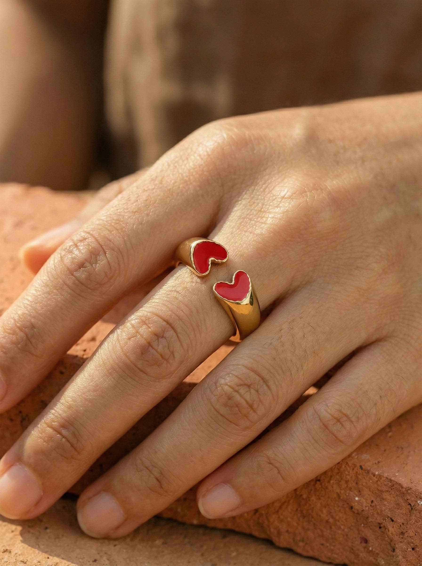 Two Red Hearts Edelstahl Ring - Produktbild 3
