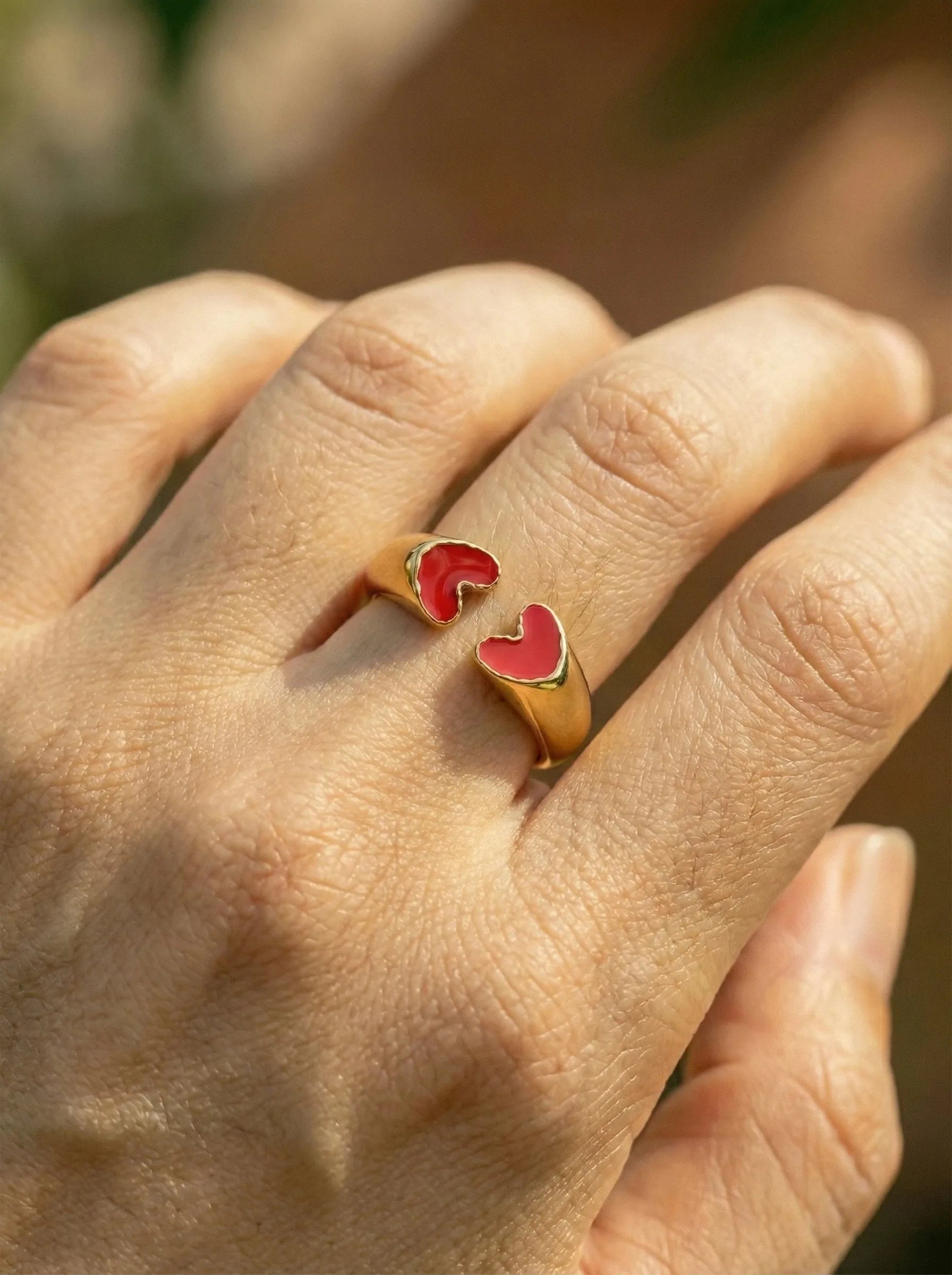 Two Red Hearts Edelstahl Ring - Produktbild 4