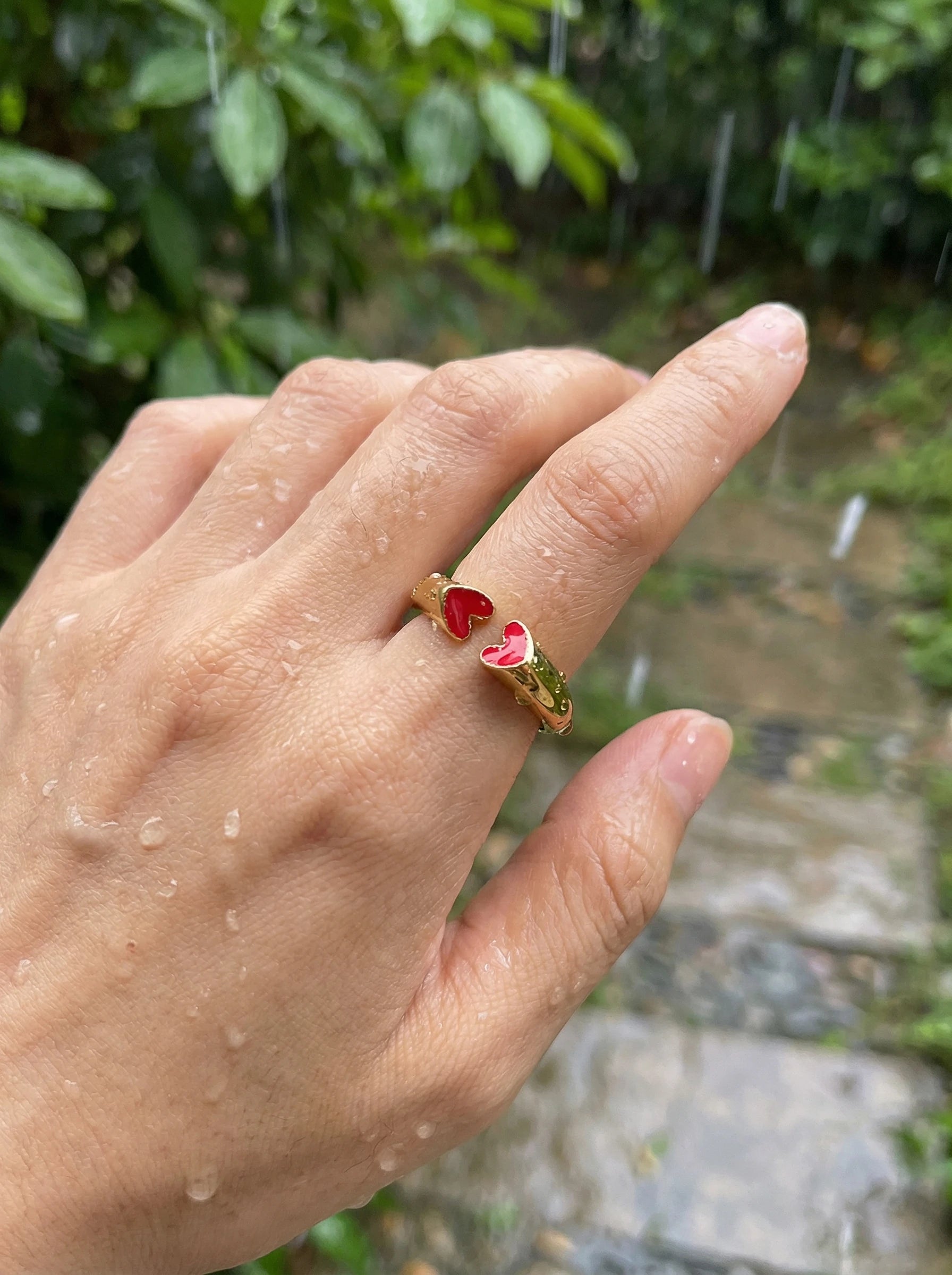 Two Red Hearts Edelstahl Ring - Produktbild 8