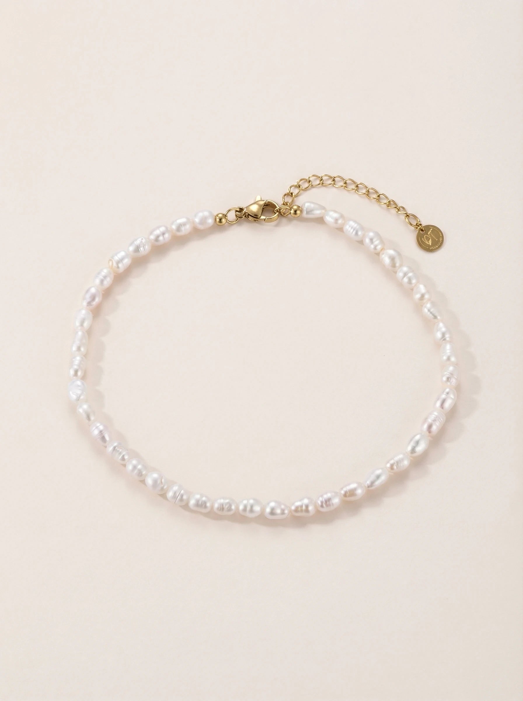 Simple Perlen Edelstahl Fußkette