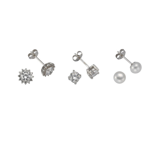 Ohrstecker Valeska 3er-Set Perle Silber - Nymara