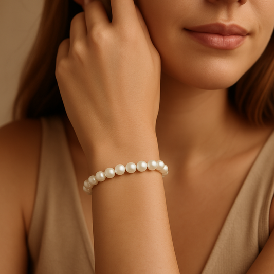 Perlenarmband Sylvena Silber