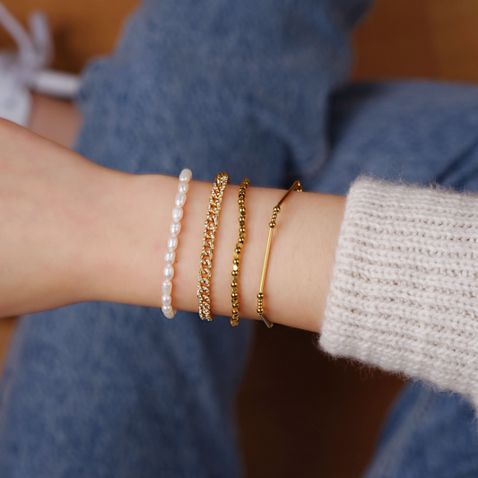 Simple Perlen Edelstahl Armband