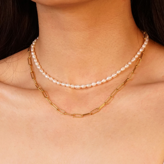 Simple Perlen Edelstahl Kette