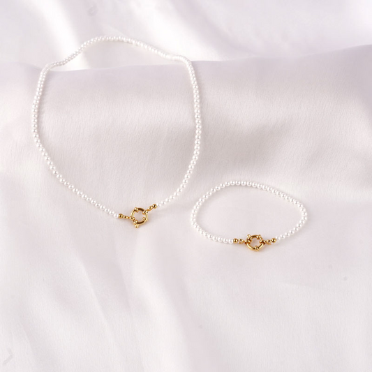 Line of Mini Pearls Edelstahl Halskette