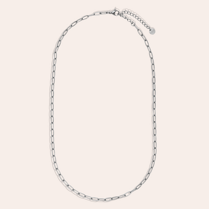 Silberne Edelstahl-Halskette mit feiner, runder Gliederkette und verstellbarem Verschluss