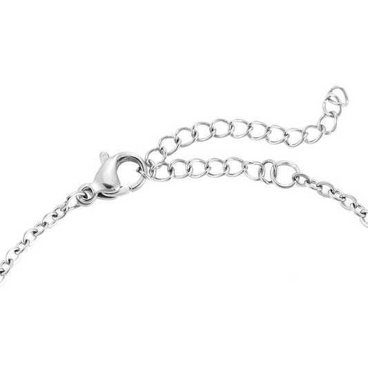 Edelstahl-Armband mit Plättchen, silberfarben, feine Gliederkette, Karabinerverschluss