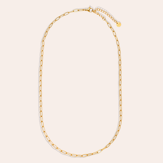 Goldene Edelstahl-Halskette mit feiner Rundgliederkette und verstellbarem Verschluss