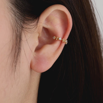 Fine Flowers Diamond Vergoldete Ear-Cuffs