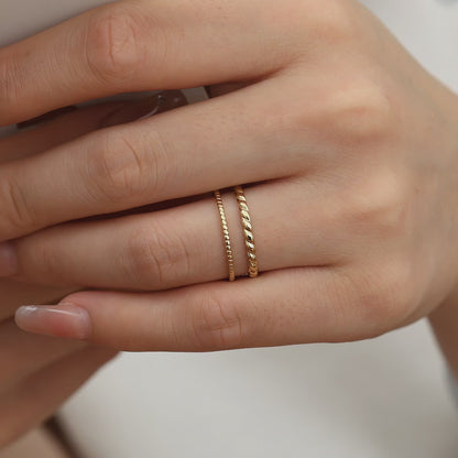 Two Thin Layer Twisted Edelstahl Ring