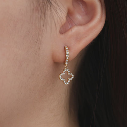 Diamond Hollow Clover Edelstahl Ohrringe