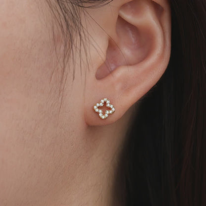 Diamond Hollow Clover Edelstahl Ohrringe