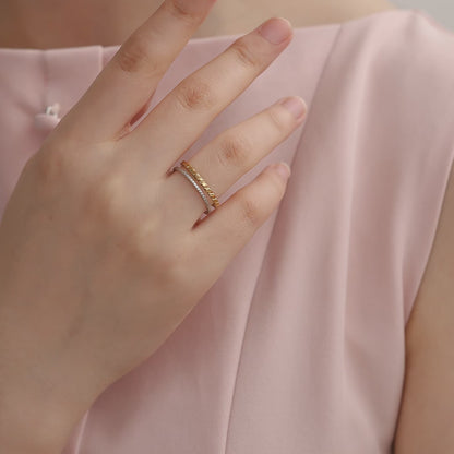 Two Thin Layer Twisted Edelstahl Ring