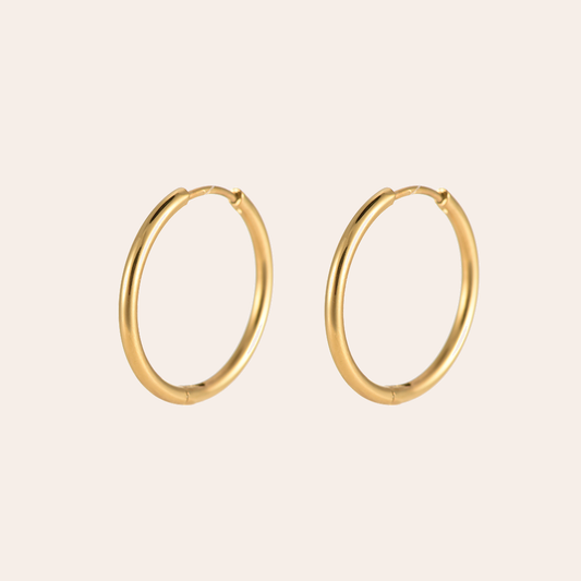 Goldene Edelstahl-Creolen, runde Form, schlichtes Design