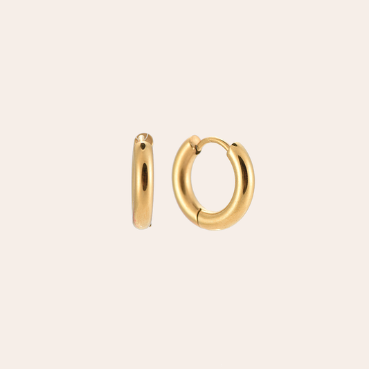 Goldene Edelstahl-Creolen, schlichtes Design, runde Form, glänzende Oberfläche