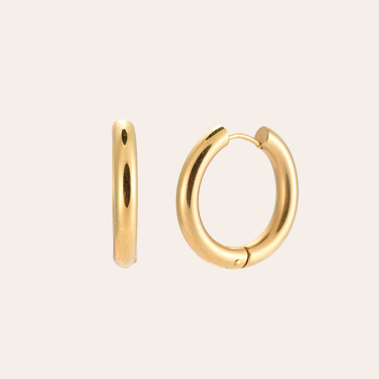 Goldene Edelstahl-Creolen, schlichtes Design, runde Form, glänzende Oberfläche