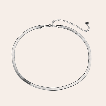 Silberne Edelstahlkette im Schlangenhaut-Design, breite Form, mit verstellbarem Verschluss und feiner Gliederkette