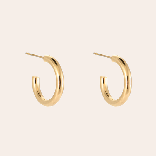 Goldene Edelstahl-Creolen, schlichtes Design, runde Form, glänzende Oberfläche