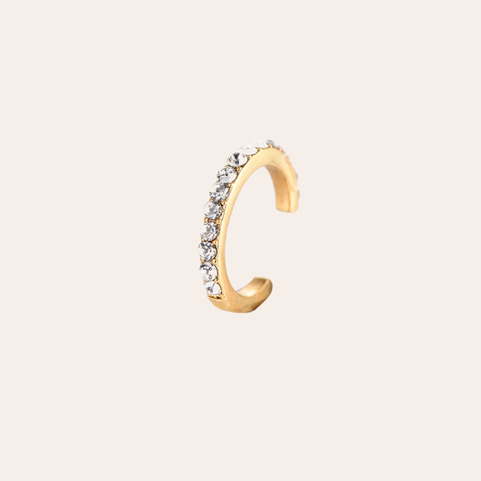 Goldener Edelstahl-Earcuff mit glänzenden Steinen, halbkreisförmig, schlichtes Design