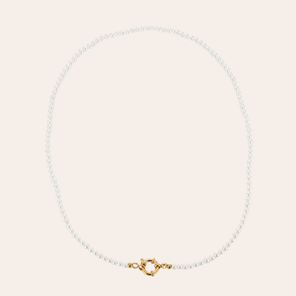 Edelstahl Halskette mit Mini-Perlen, goldener Verschluss, elegante und schlichte Gestaltung