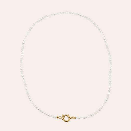 Edelstahl Halskette mit Mini-Perlen, goldener Verschluss, elegante und schlichte Gestaltung