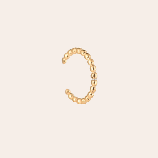 Goldener Earcuff aus Edelstahl mit kugelförmigem Design, offene Form, glänzendes Finish