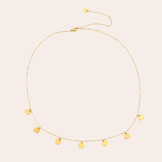 Goldene Edelstahlkette mit stufbaren Plättchen, filigranes Design, verstellbare Länge
