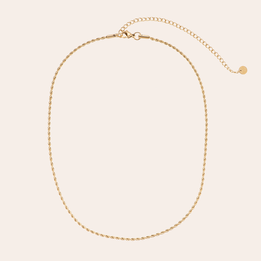 Goldene Edelstahlkette Twist 2.0 mit gedrehtem Design und verstellbarem Verschluss