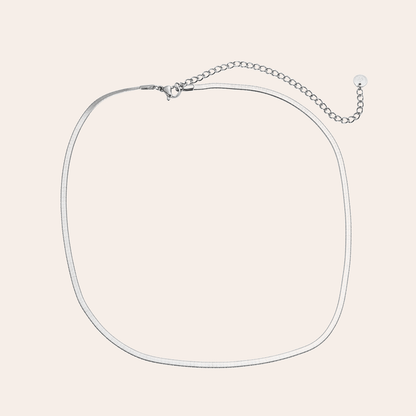 Silberne Edelstahlkette mit feiner Schlangenhautstruktur, verstellbare Gliederkette und Karabinerverschluss